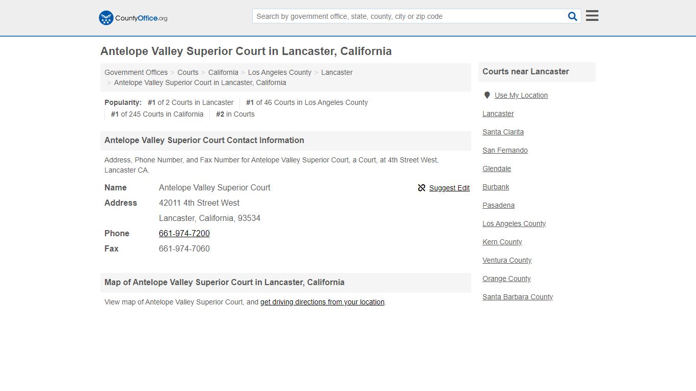Antelope Valley Superior Court in Lancaster, California - County Office